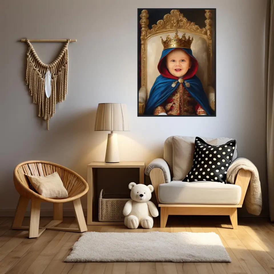 Tableau Personnalisé Photo Portrait Enfant Royal Cape Bleu Roi