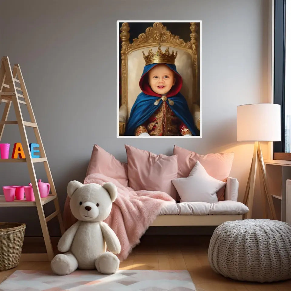 Tableau Personnalisé Photo Portrait Enfant Royal Cape Bleu Roi