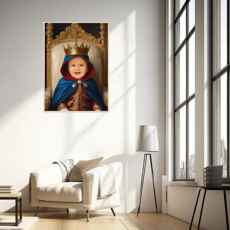 Tableau Personnalisé Photo Portrait Enfant Royal Cape Bleu Roi