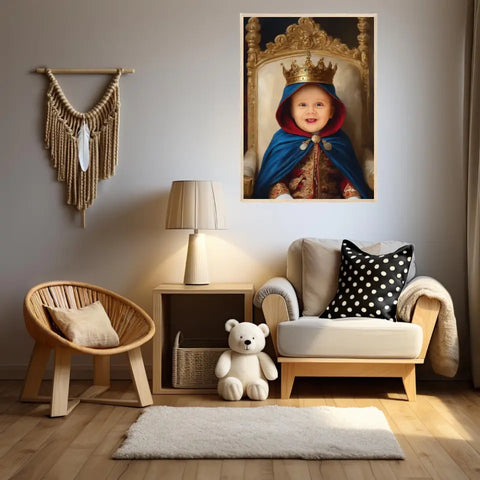 Tableau Personnalisé Photo Portrait Enfant Royal Cape Bleu Roi