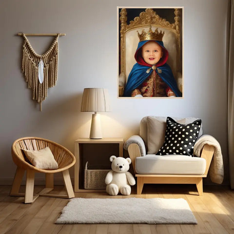 Tableau Personnalisé Photo Portrait Enfant Royal Cape Bleu Roi