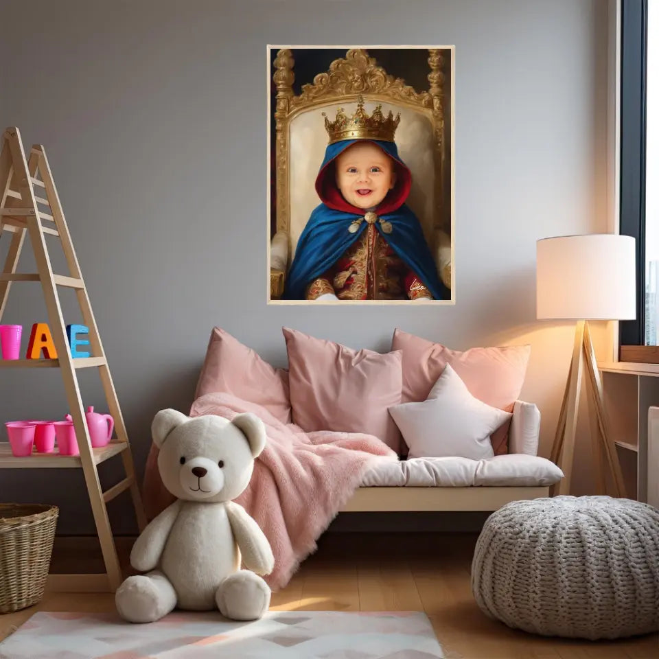 Tableau Personnalisé Photo Portrait Enfant Royal Cape Bleu Roi