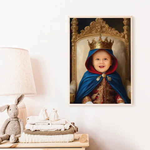 Tableau Personnalisé Photo Portrait Enfant Royal Cape Bleu Roi