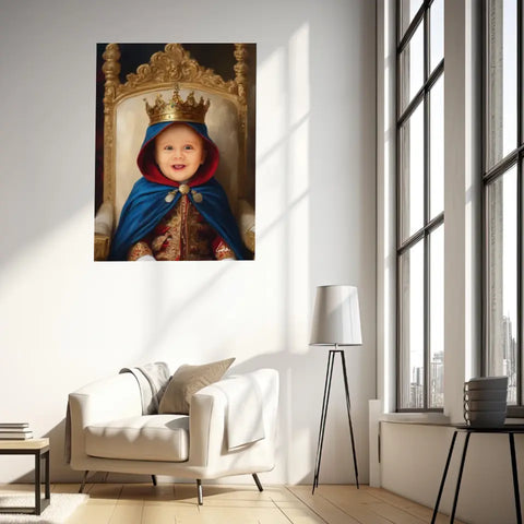 Tableau Personnalisé Photo Portrait Enfant Royal Cape Bleu Roi