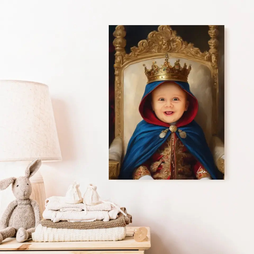 Tableau Personnalisé Photo Portrait Enfant Royal Cape Bleu Roi