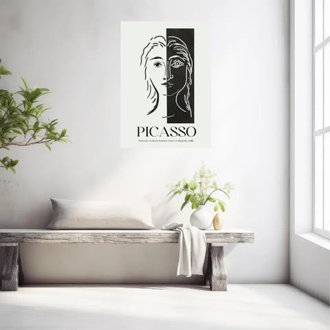 Picasso Portrait En Deux Parties Noire Et Blanche 1982