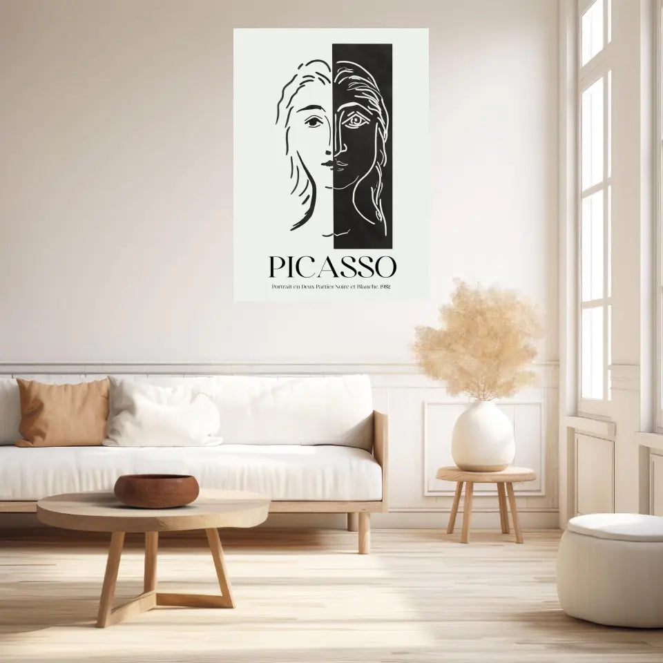 Picasso Portrait En Deux Parties Noire Et Blanche 1982
