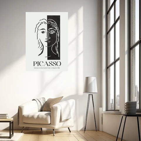 Picasso Portrait En Deux Parties Noire Et Blanche 1982