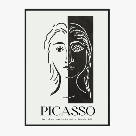 Picasso Portrait En Deux Parties Noire Et Blanche 1982
