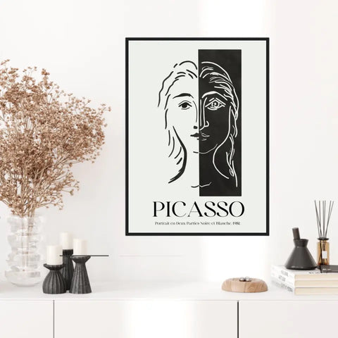 Picasso Portrait En Deux Parties Noire Et Blanche 1982