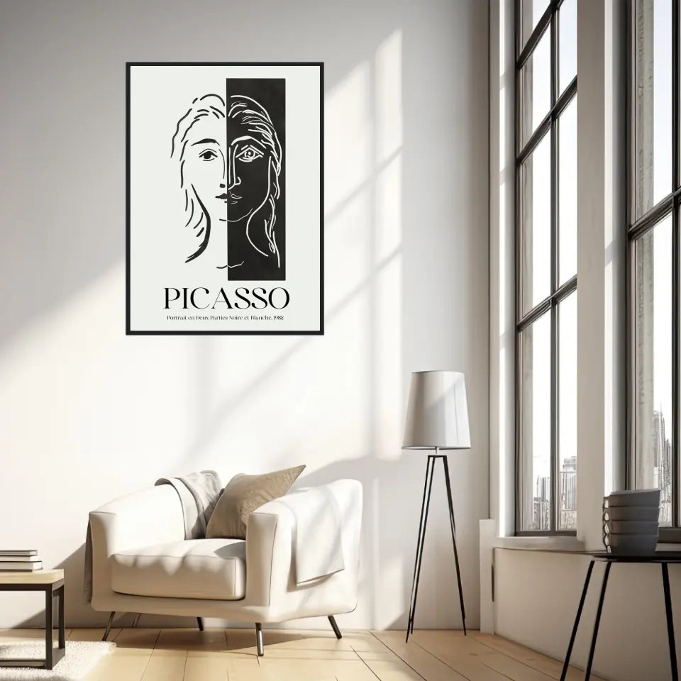 Picasso Portrait En Deux Parties Noire Et Blanche 1982