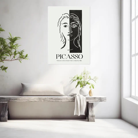 Picasso Portrait En Deux Parties Noire Et Blanche 1982