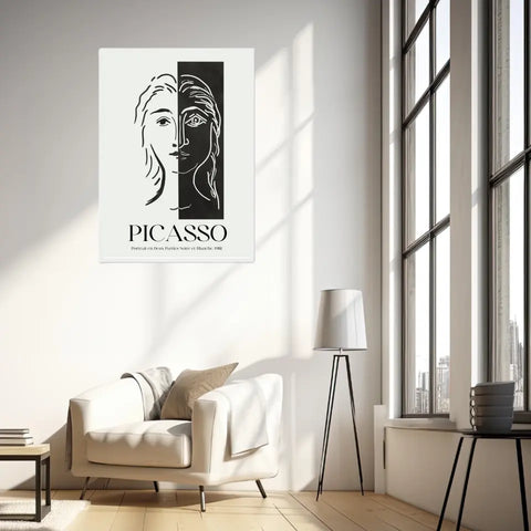 Picasso Portrait En Deux Parties Noire Et Blanche 1982