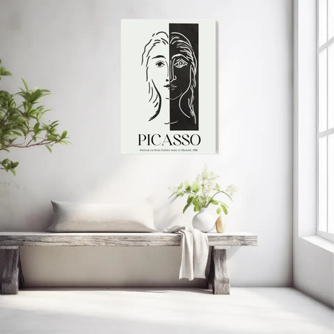 Picasso Portrait En Deux Parties Noire Et Blanche 1982