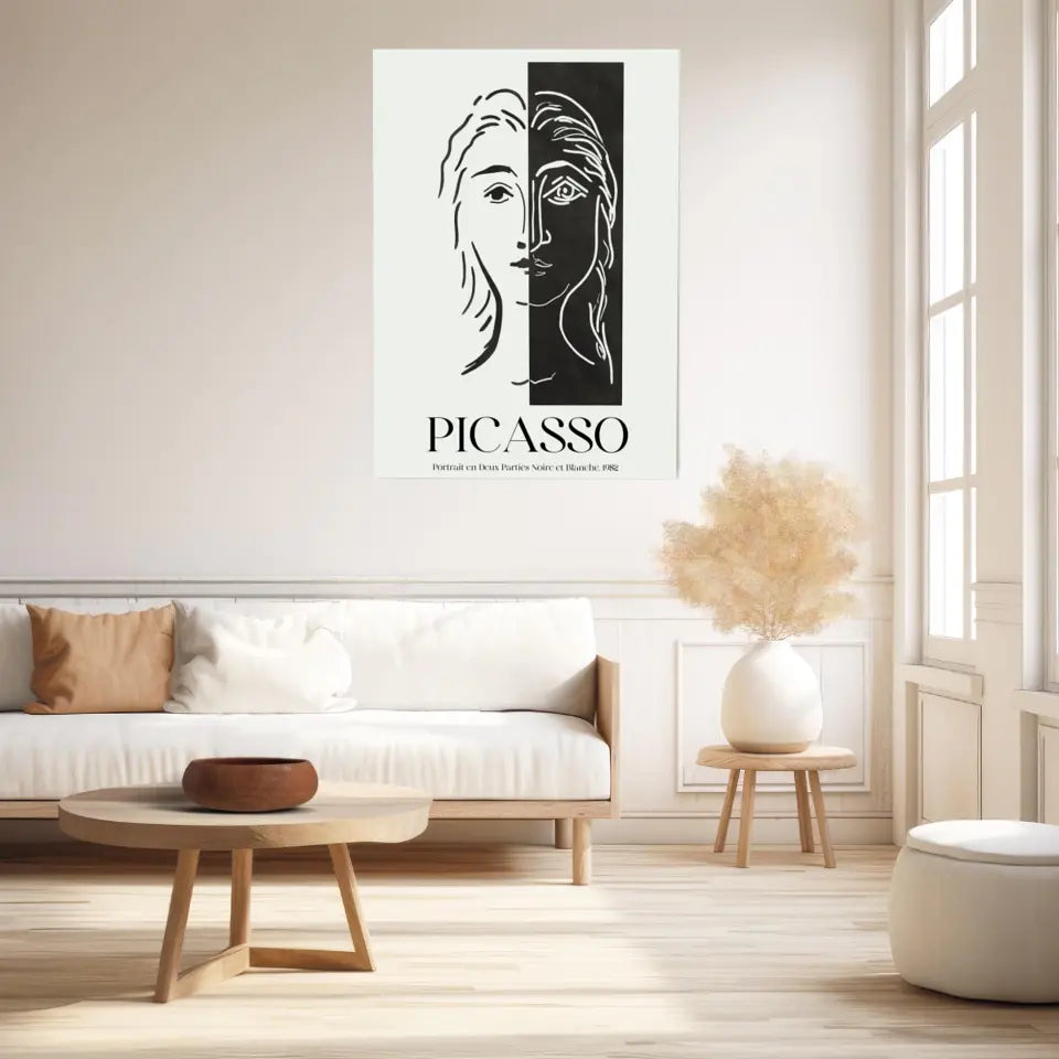 Picasso Portrait En Deux Parties Noire Et Blanche 1982