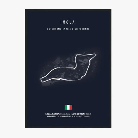 Affiche ou Tableau du Circuit de Formule 1 Autodromo Enzo e Dino Ferrari à Imola en Italie