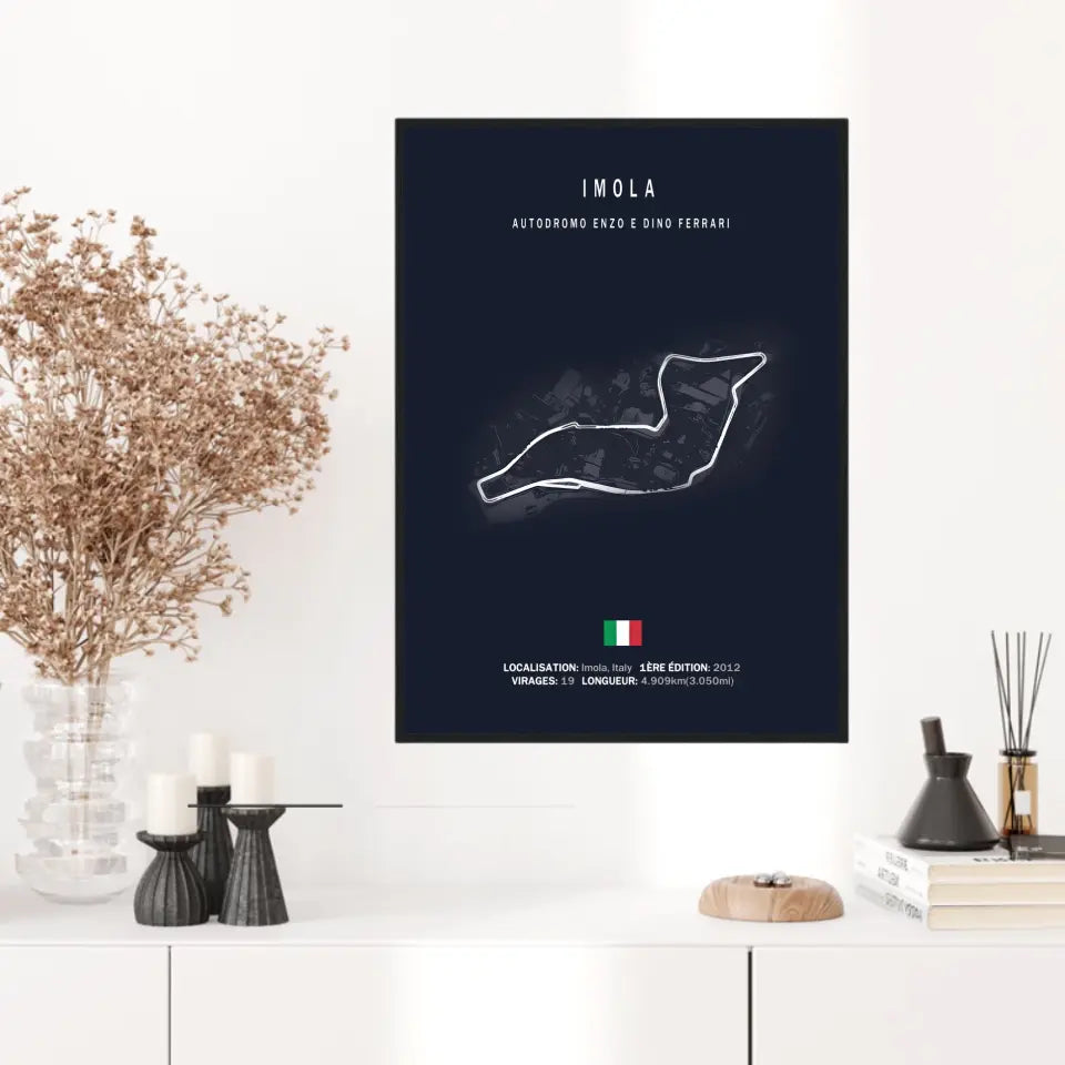 Affiche ou Tableau du Circuit de Formule 1 Autodromo Enzo e Dino Ferrari à Imola en Italie