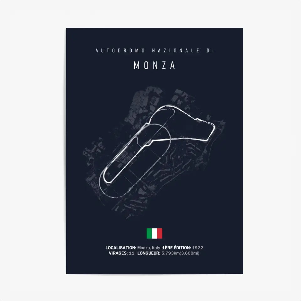 Affiche ou Tableau du Circuit de Formule 1 Autodromo Nazionale di Monza Italie