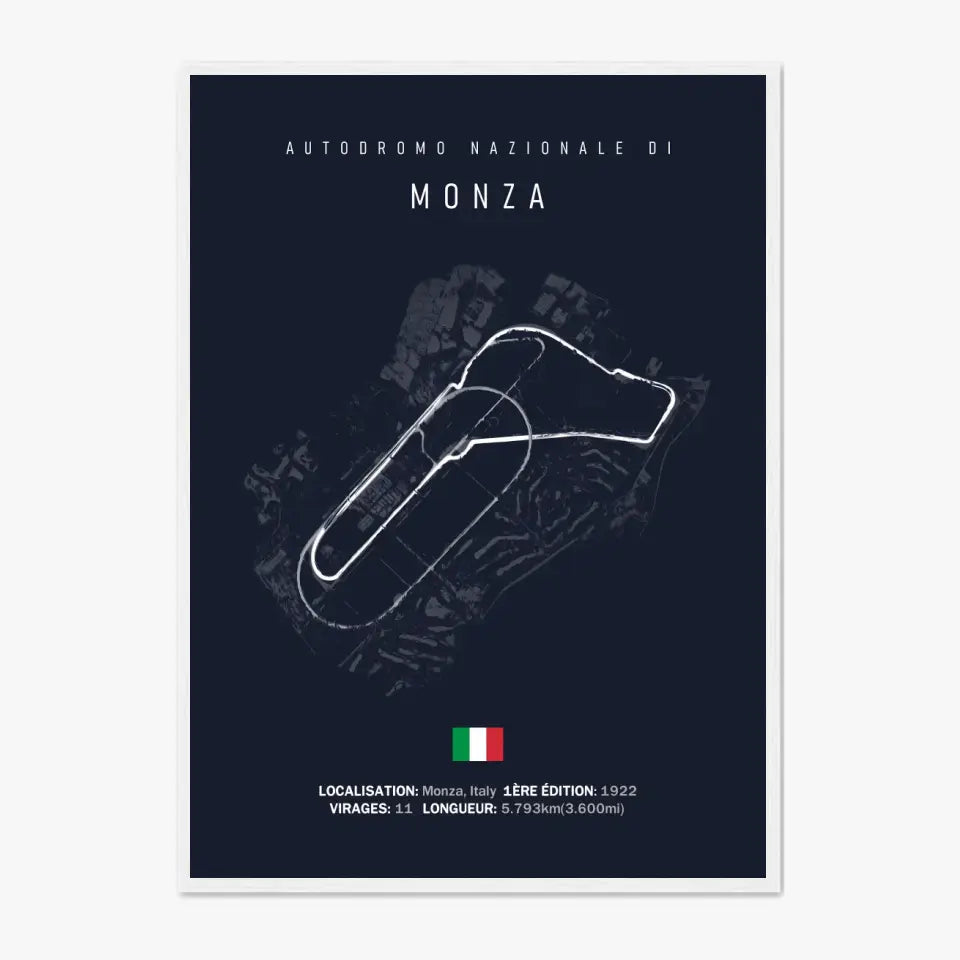 Affiche ou Tableau du Circuit de Formule 1 Autodromo Nazionale di Monza Italie
