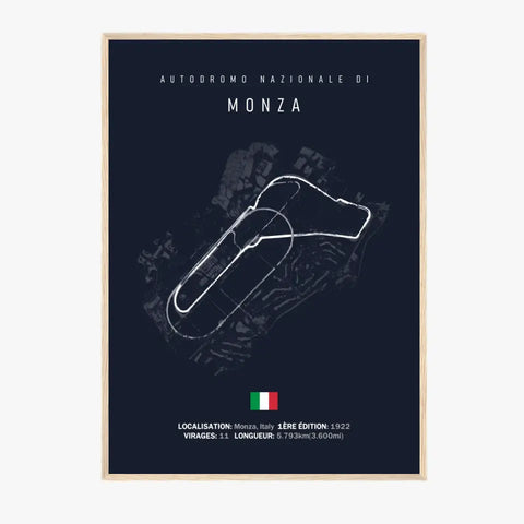 Affiche ou Tableau du Circuit de Formule 1 Autodromo Nazionale di Monza Italie