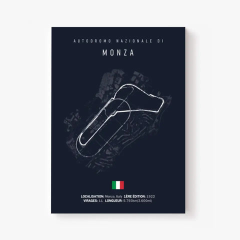 Affiche ou Tableau du Circuit de Formule 1 Autodromo Nazionale di Monza Italie