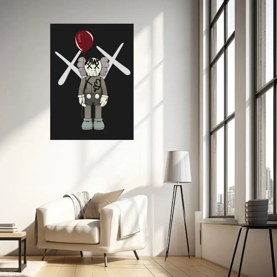 Affiche et Tableau Moderne KAWS Ballon rouge