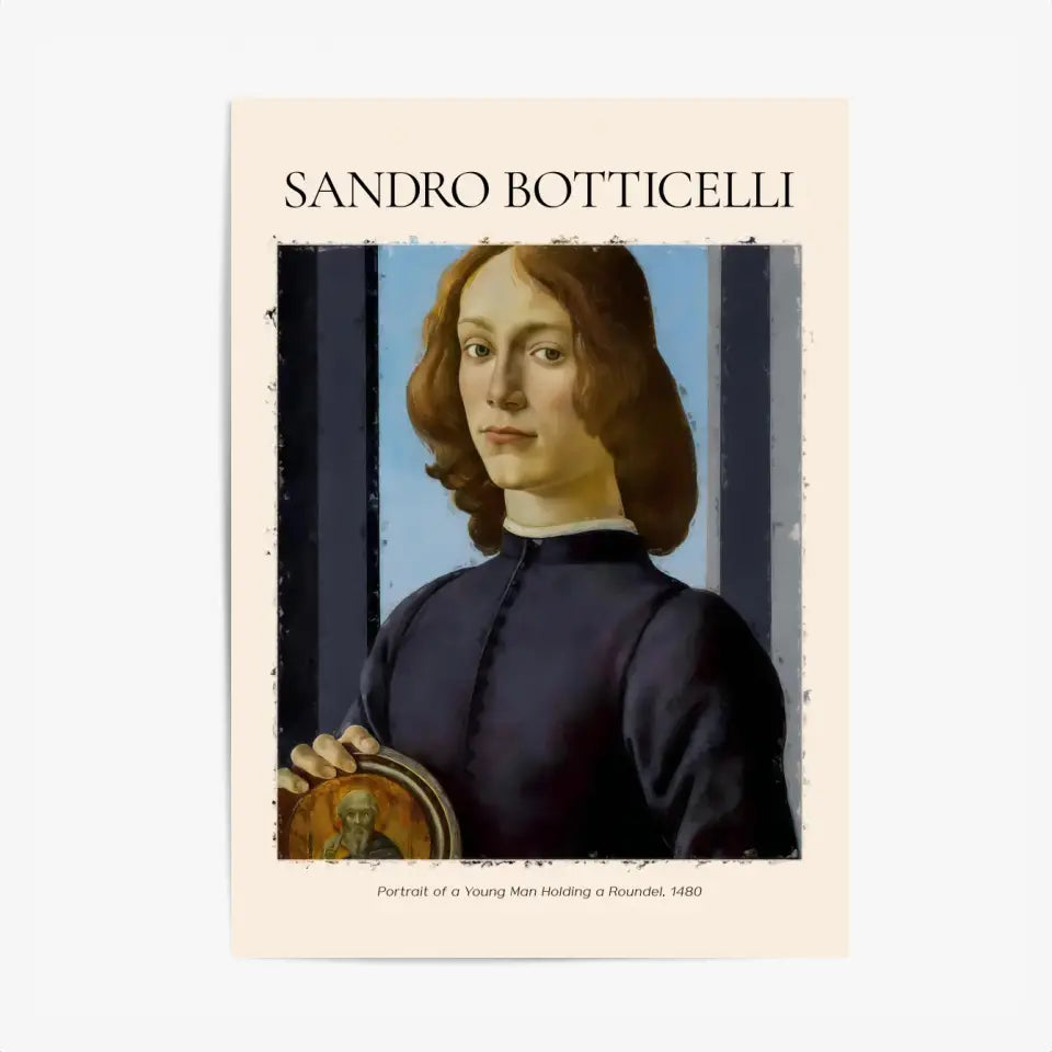 Sandro Botticelli Portrait Of A Young Man Holding A Roundel