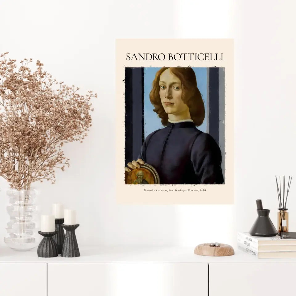 Sandro Botticelli Portrait Of A Young Man Holding A Roundel