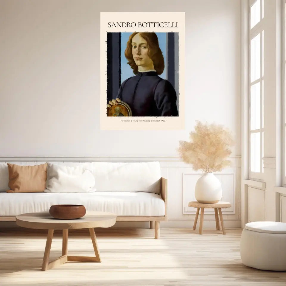 Sandro Botticelli Portrait Of A Young Man Holding A Roundel