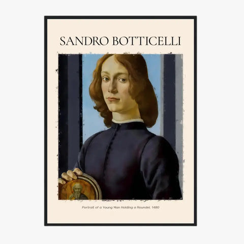 Sandro Botticelli Portrait Of A Young Man Holding A Roundel