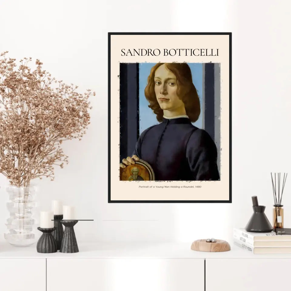 Sandro Botticelli Portrait Of A Young Man Holding A Roundel