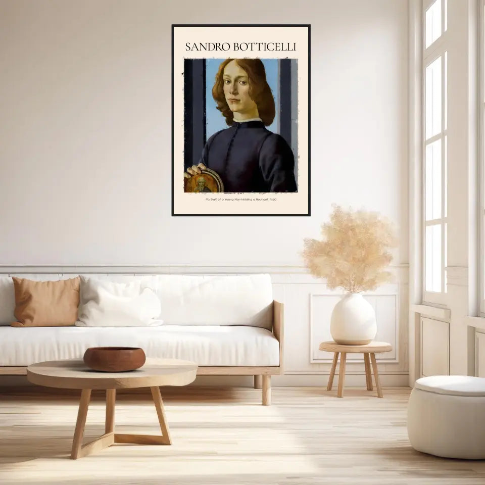 Sandro Botticelli Portrait Of A Young Man Holding A Roundel