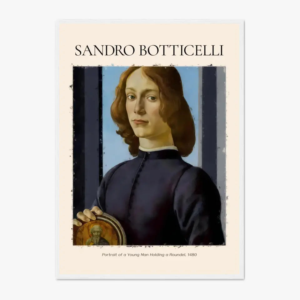 Sandro Botticelli Portrait Of A Young Man Holding A Roundel