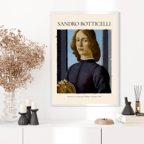 Sandro Botticelli Portrait Of A Young Man Holding A Roundel