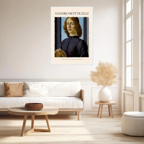 Sandro Botticelli Portrait Of A Young Man Holding A Roundel