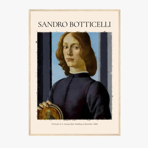 Sandro Botticelli Portrait Of A Young Man Holding A Roundel