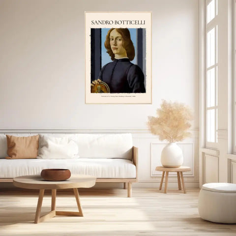 Sandro Botticelli Portrait Of A Young Man Holding A Roundel