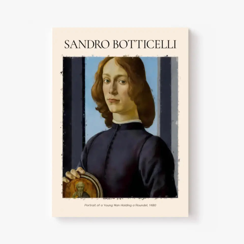 Sandro Botticelli Portrait Of A Young Man Holding A Roundel