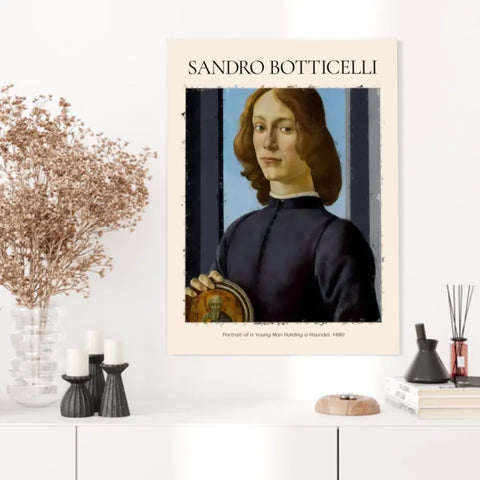 Sandro Botticelli Portrait Of A Young Man Holding A Roundel
