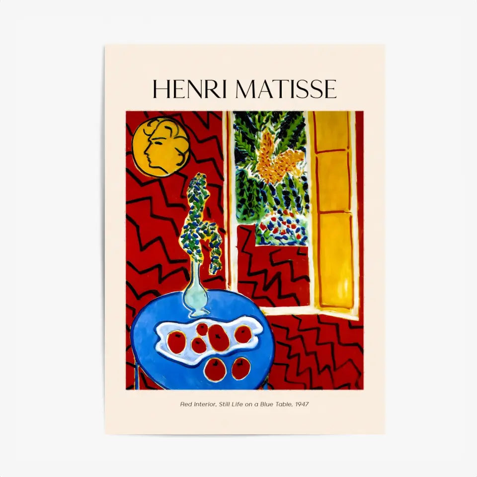 Henri Matisse Red Interior Still Life On A Blue Table