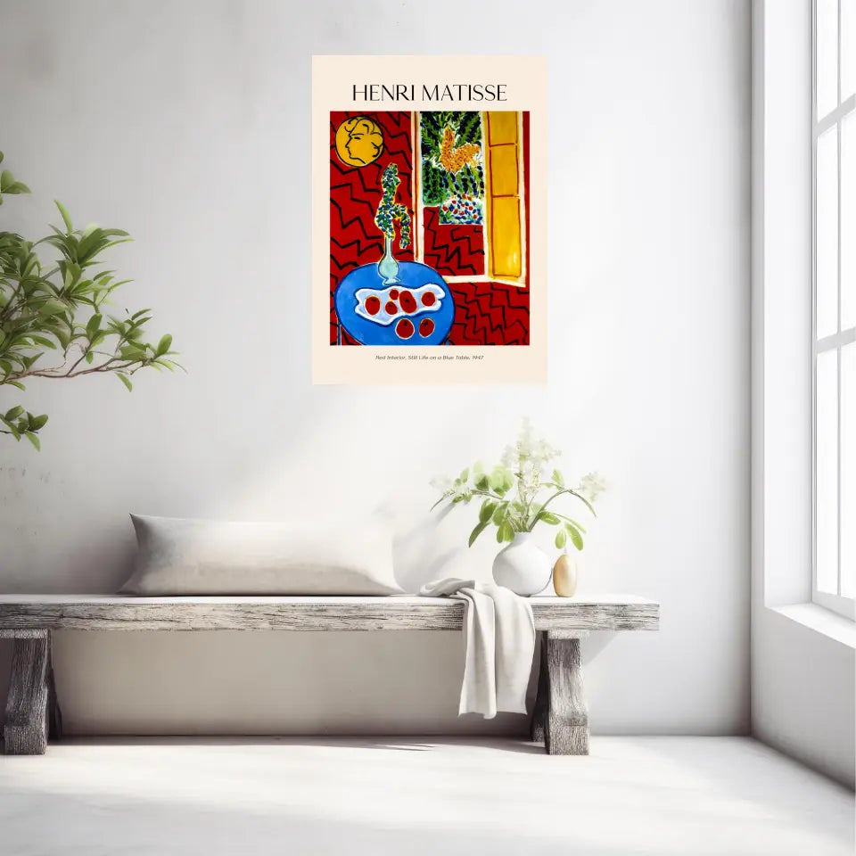 Henri Matisse Red Interior Still Life On A Blue Table