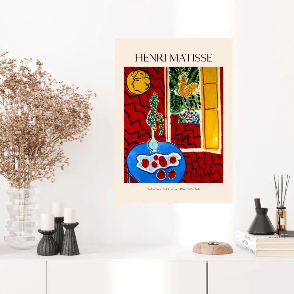 Henri Matisse Red Interior Still Life On A Blue Table
