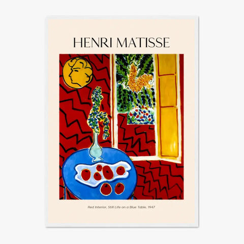 Henri Matisse Red Interior Still Life On A Blue Table