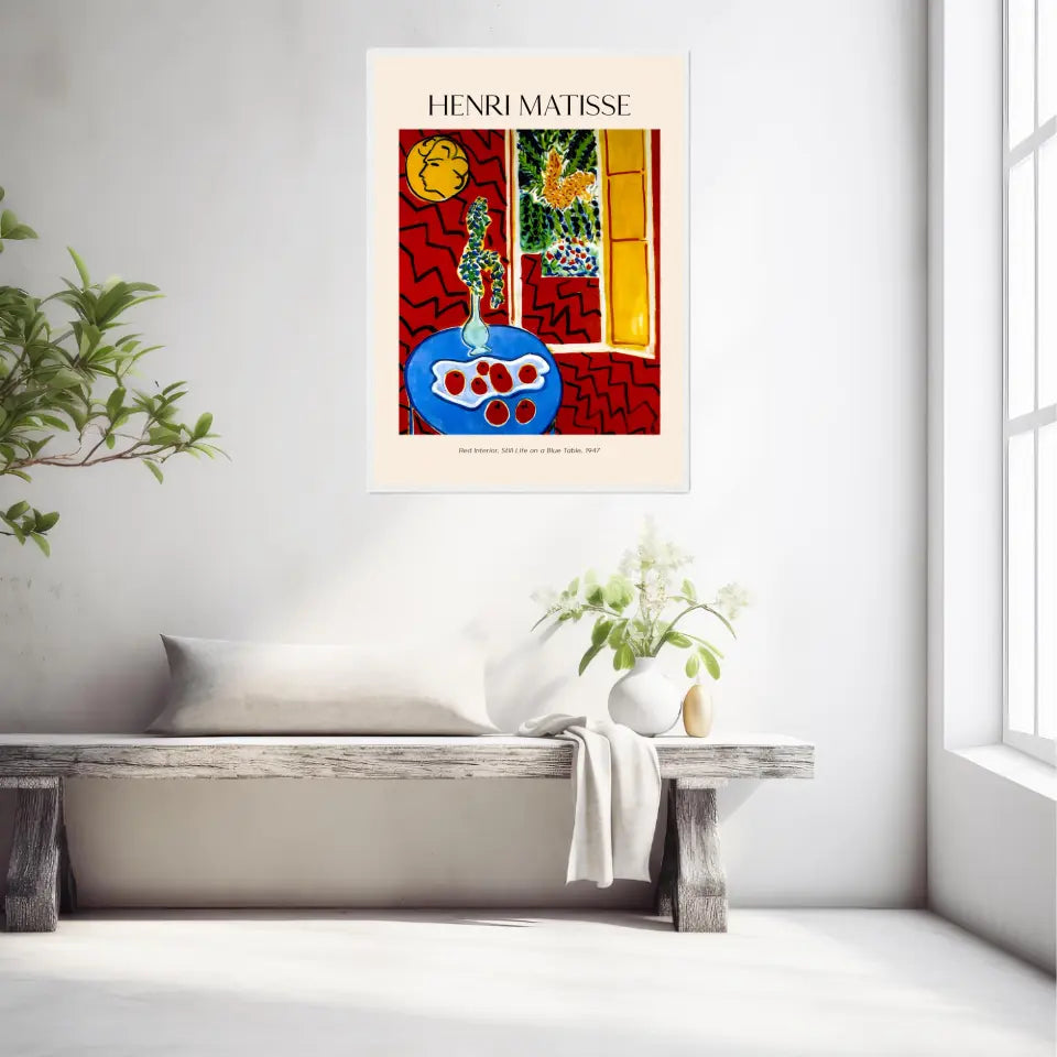 Henri Matisse Red Interior Still Life On A Blue Table