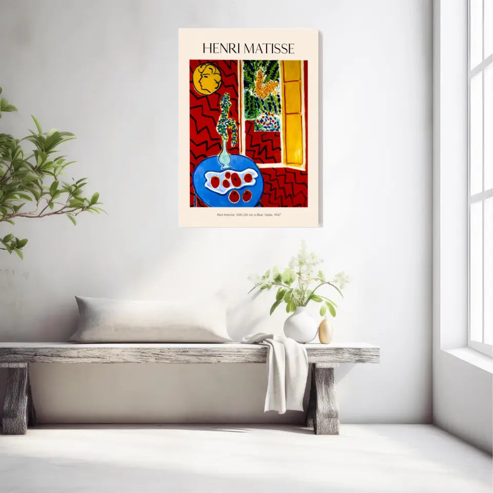Henri Matisse Red Interior Still Life On A Blue Table