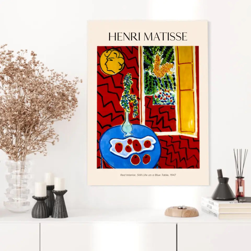 Henri Matisse Red Interior Still Life On A Blue Table