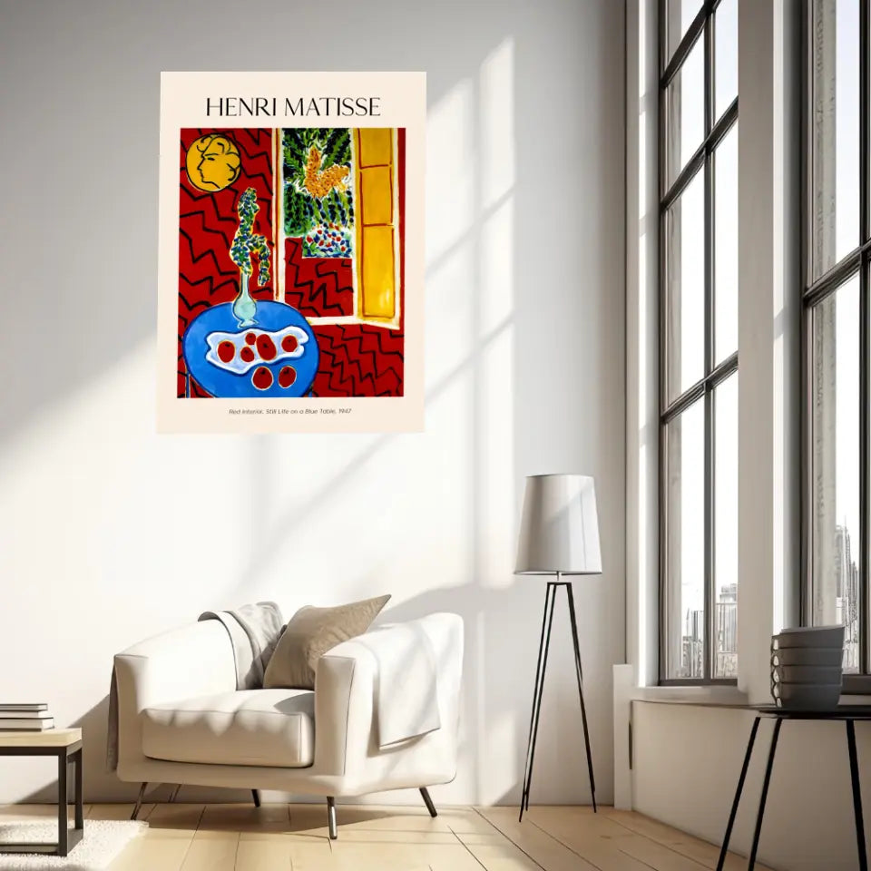 Henri Matisse Red Interior Still Life On A Blue Table