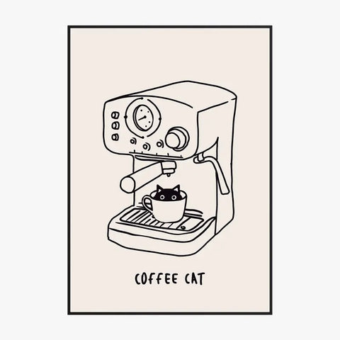Affiche Et Tableau Minimaliste Coffee Cat