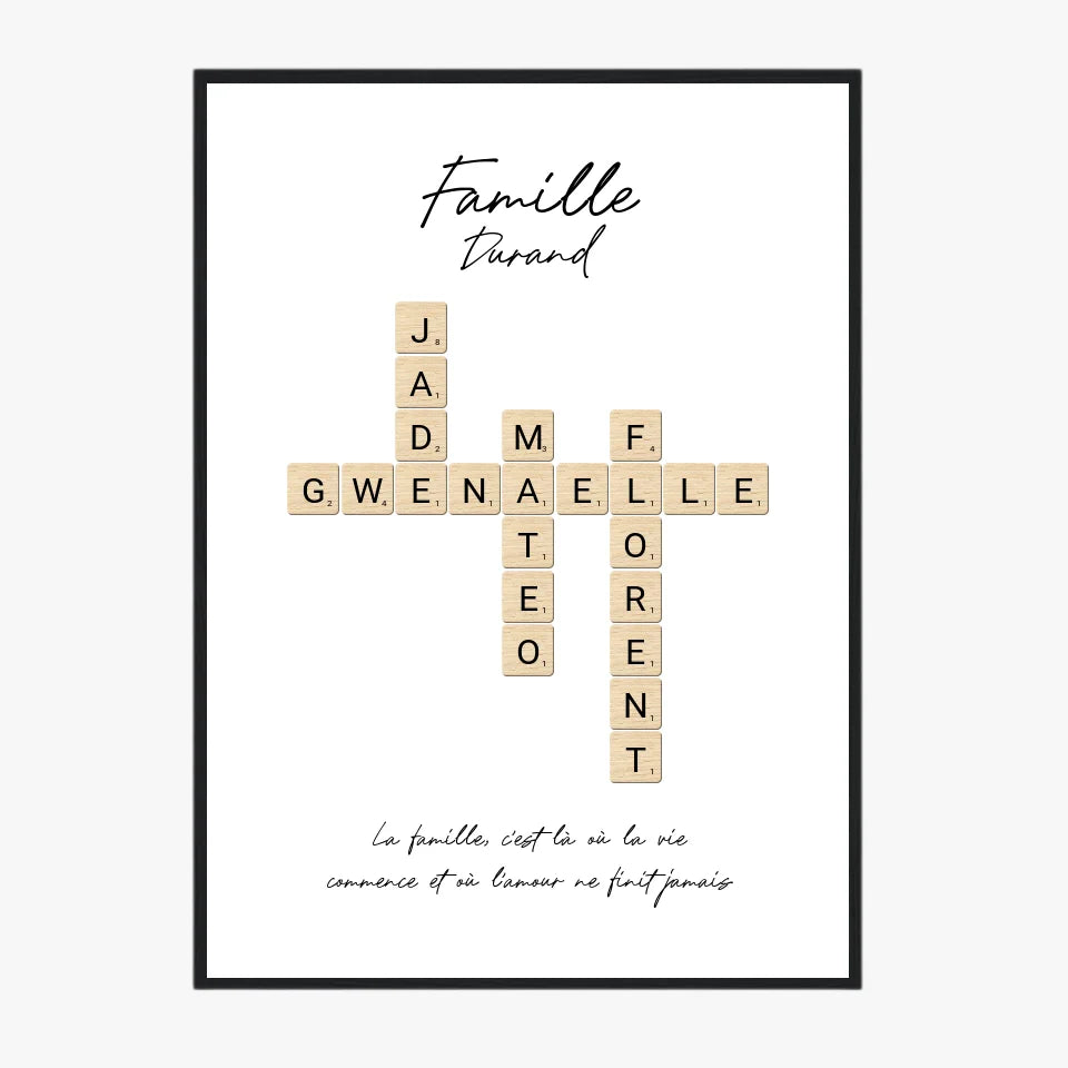 Tableau Personnalisé Scrabble Famille