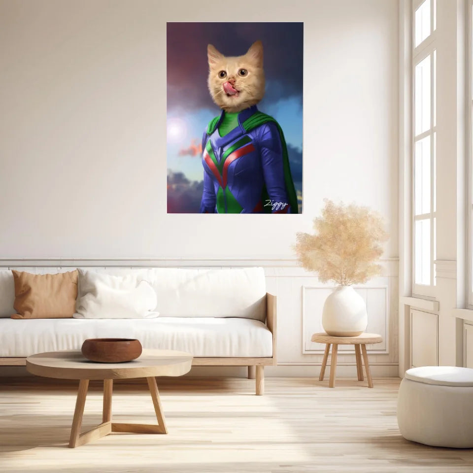 Tableau Animaux Portrait Personnalisé Super Héros Bébé Chat
